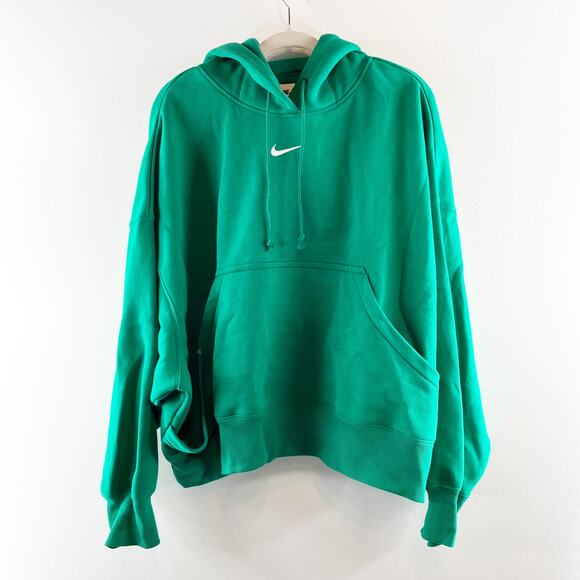 Nike Sportswear Phoenix Fleece Oversized Pullover Hoodie Green Large - Picture 3 of 5